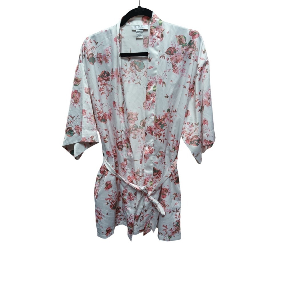 Icing Satin Robe Bridal Bar Size S/M Silky White Floral Belted Sleepwear Lounge